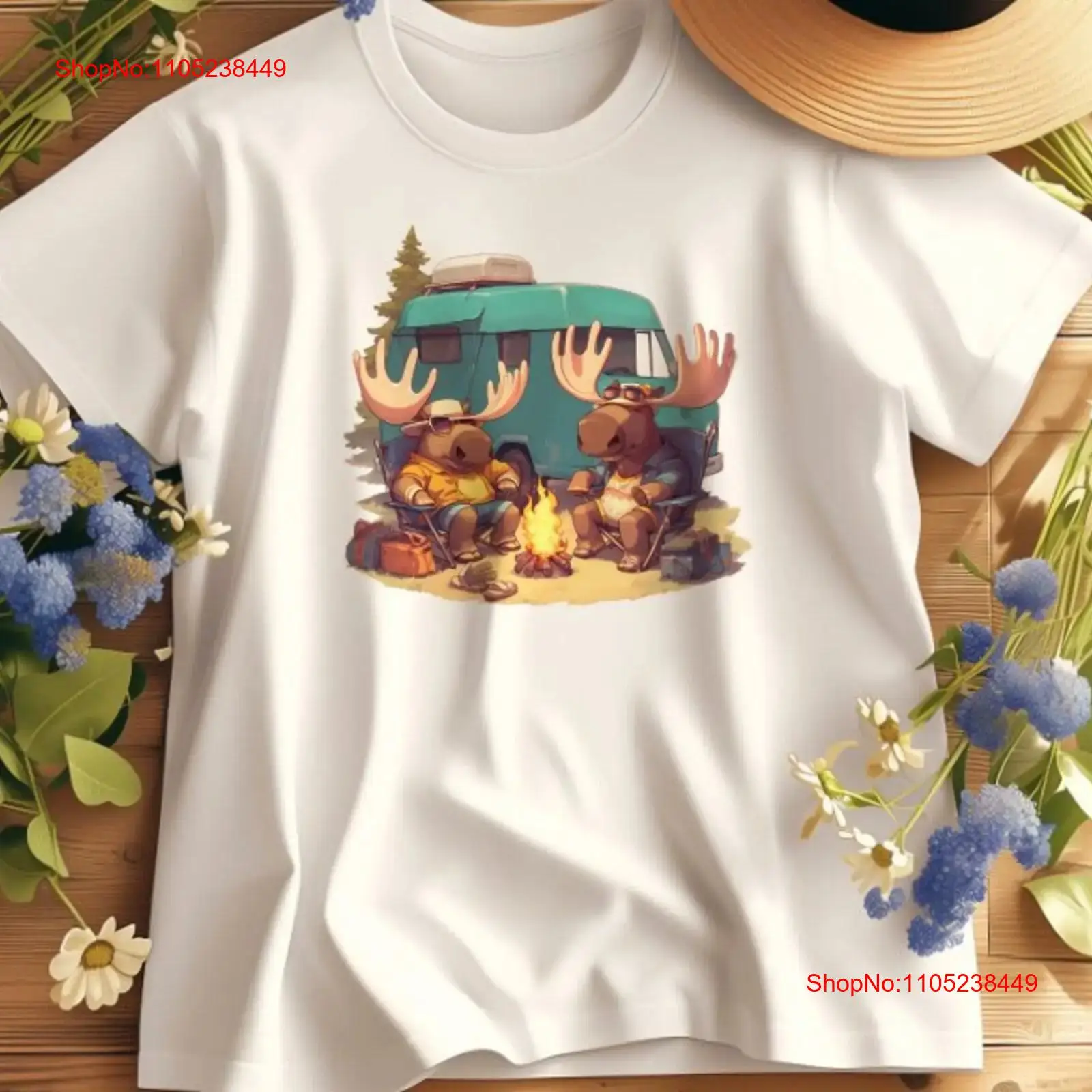 Camiseta Moose Camping at Camp - Outdoor Adventure At reseña y precio